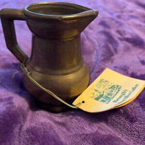 Rare Vintage Ethan Allen "Solid" HEAVY Brass Pitcher Original Tag by Brough's